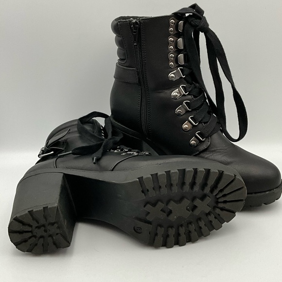 MIA Boots Size 8 Black Lace-Up 3” Heeled Combat Style Boots - Picture 5 of 8